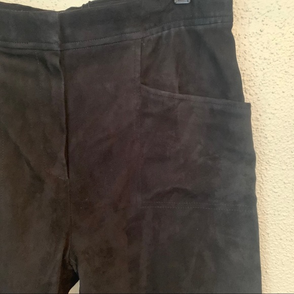 NWT ELIE TAHARI Robina Black Suede Leather Cropped Pants | $995 Retail | Size 10 - Picture 4 of 7
